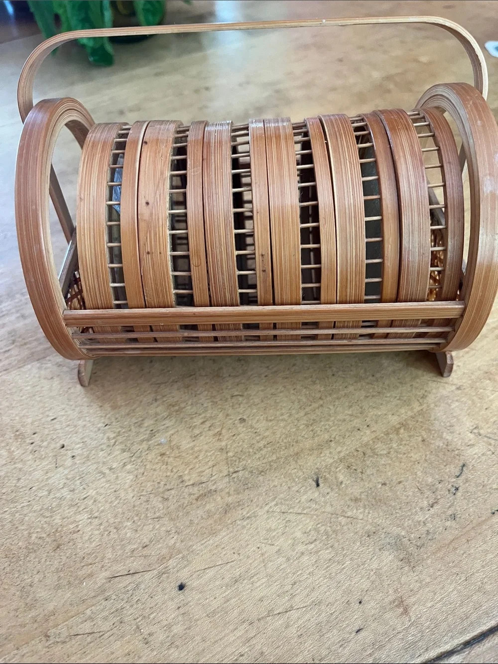 Vintage 1960s Retro Bamboo Butterfly Coaster Set six